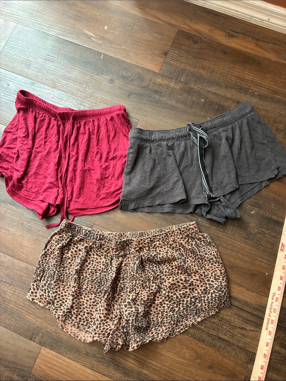 Women's Cotton Blend Lounge Shorts - Red, Charcoal & Leopard